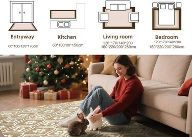 Килимок для кухні Puremy невеликого розміру, 60 x 100 см, для прихожих, ультратонкий з марокканським візерунком, брудовідштовхувальний, можна прати,  для коридору, дитячої кімнати, пральні, спальні, бежевий