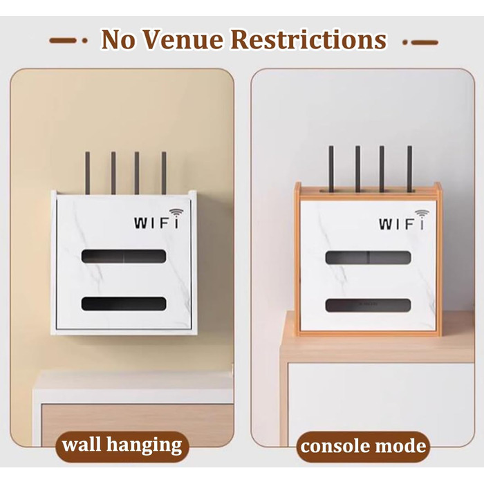 Шафа маршрутизатора PUIOTEAI, приховування маршрутизатора, полиця для роутера, настінні полиці для зберігання маршрутизатора WiFi, органайзер кабелю коробки WiFi (настільний або настінний) (білий) білий