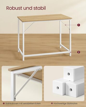 Стіл VASAGLE, комп&39ютерний стіл, офісний стіл, 100 x 50 x 76 см, для кабінету, спальні, вітальні, натуральний дуб-перлинно-білий LWD041W70V2 100 x 50 см натуральний дуб перлинно-білий