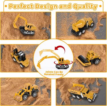 6 Mini Construction Vehicles, Crane Toy for Children (Yellow), 6 Mini Construction Vehicles, Crane Toy for Children (Yellow)