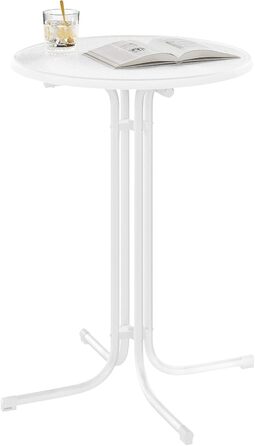 Складаний стіл WOLTU, бістро-стіл з чохлом, всепогодний круглий садовий стіл, барний стіл Ø 80 см, високий стіл 110 см, бічний столик для використання в приміщенні/на вулиці, для садових вечірок та весіль, металеві труби, білий Ø 80 см, матово-білий