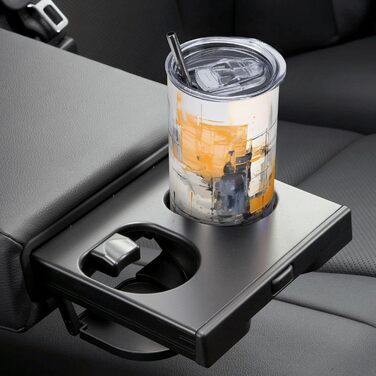 Кухоль з прямою трубочкою, 590 мл, сіро-жовтий, абстрактний художній дизайн, дорожній кухоль з принтом, підходить для кемпінгу, офісу та дому