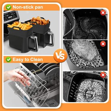 Аксесуари для фритюрниці VIRIECH Ninja, багаторазові аксесуари для подвійної фритюрниці з 8 частин, двокамерна силіконова форма для фритюрниці для Ninja Foodi AF400EU AF500EU та більшість двозонних фритюрниць