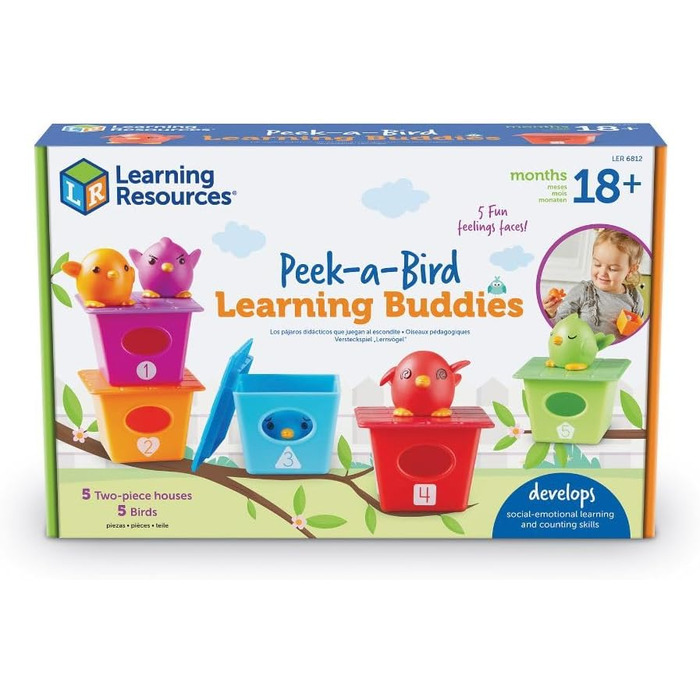Навчальні ресурси Peek-a-Bird Learning Buddies, Toddler Activities, Educational Toy Set, Color Learning Toy, 15 Details, from 18 M