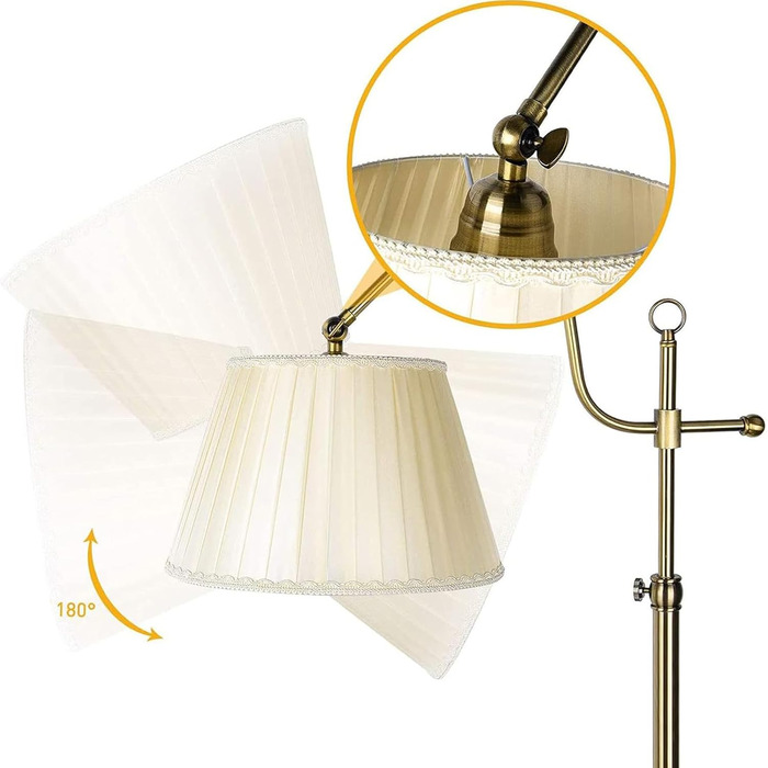 12W LED Floor Lamp Regulable with Remote Control, White Fabric Lamp Lamp, Retro Metal Copper Floor Lamp for Bedroom Office Office Hotel, E27 Socket Max 60W, 12W LED Floor Lamp Regulable with Remote Control, White Fabric Lamp Lamp, Retro Metal Copper Floor