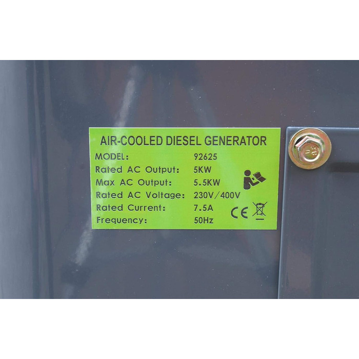 Електричний дизельний генератор Varan Motors 92625, звукоізольований, тип Panda, генератор потужності, 400 В 230 В, 6,25 кВА