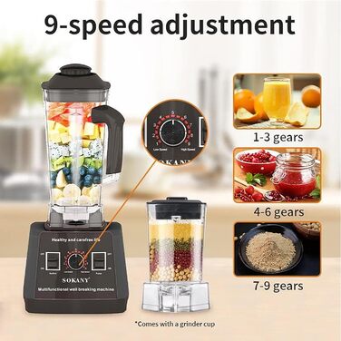 666 5000W Hochleistungsmixer, 9 Geschwindigkeitsstufe, 2-in-12,5L Standmixer und Smoothie Maker & Kaffeemhle, Selbstreinigungsfunktion, Ohne BPA (SK-666, 5000W) SK-666, 666 5000W Hochleistungsmixer, 9 Geschwindigkeitsstufe, 2-in-12,5L Standmixer und Smoot