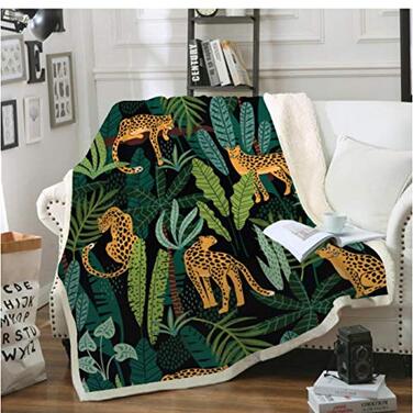 Джунглі леопард 3D друкована шерпа ковдра диван підодіяльник дорожня постільна білизна оксамит плюшевий плед флісова ковдра покривало 150 * 200 см