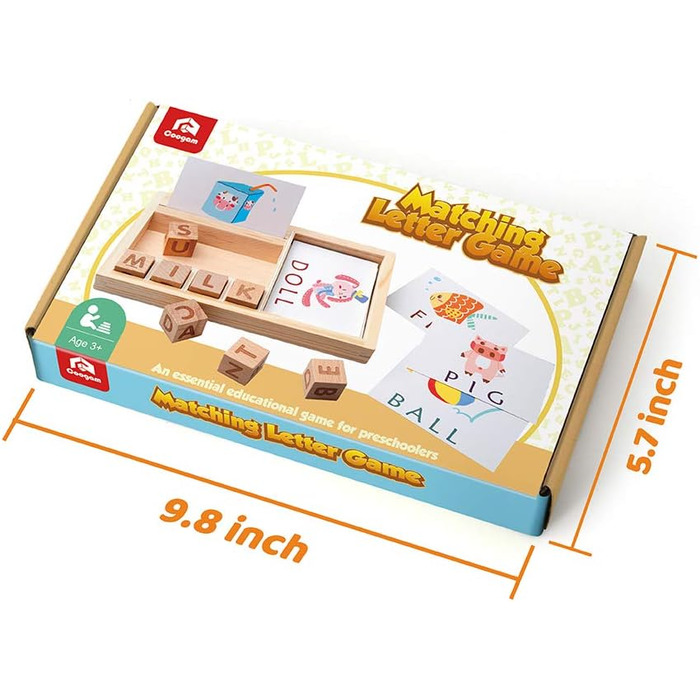 Ігри на орфографію Coogam, іграшки на відповідність літер і слів, картки, алфавіти, азбука, освітня головоломка Монтессорі, подару