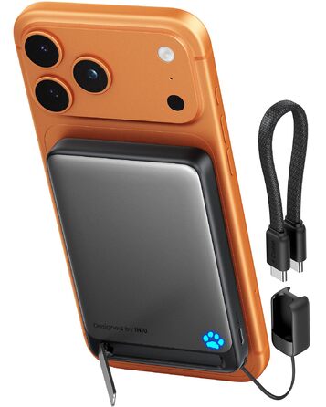 Найтонший магнітний портативний зарядний пристрій ємністю 10000 мАг, сертифікований Qi2, потужністю 15 Вт, надшвидкі зовнішні акумулятори для телефону потужністю 45 Вт з кабелем USB-C, портативний зарядний пристрій із підставкою лише для iPhone 17, 16, 15