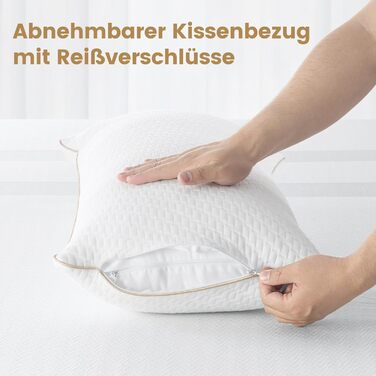 Подушка BedStory 40x80, 2 шт., зі знімним чохлом з бамбукового волокна, антикліщова та антибактеріальна, подушки виготовлені з мікрофібри 950 г x 2, гіпоалергенні, зручні, м&39які та дихаючі, 2 шт. (1 упаковка) 40x80 см