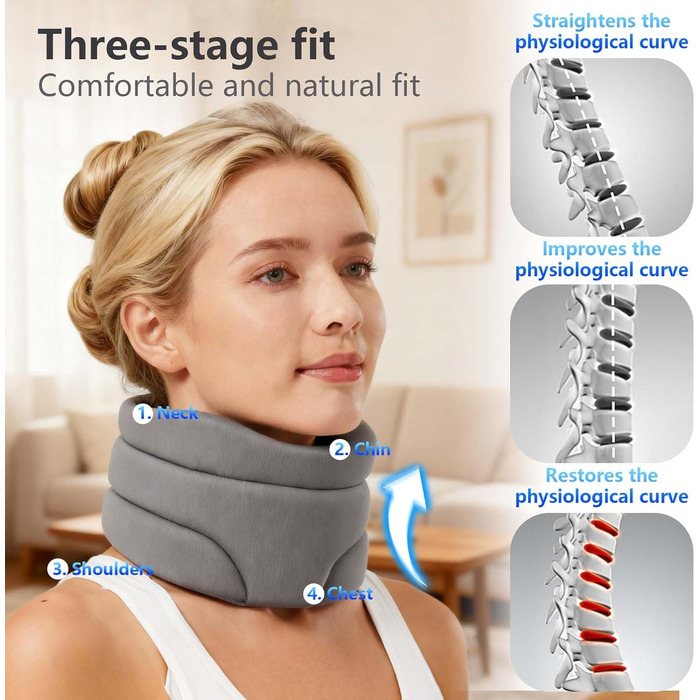 Підтримка шиї від болю в шиї, підтримка шиї проти хропіння, шийний бандаж для сну та щоденного використання, м&39який регульований пінопластовий шийний бандаж, зняття тиску на хребті, для чоловіків та жінок