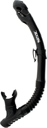 Набір для снорклінгу для дорослих з безрамковою однолінзовою маскою із загартованого скла та трубкою Dry Top з продувним клапаном та ергономічним силіконовим мундштуком, універсальний розмір, чорний