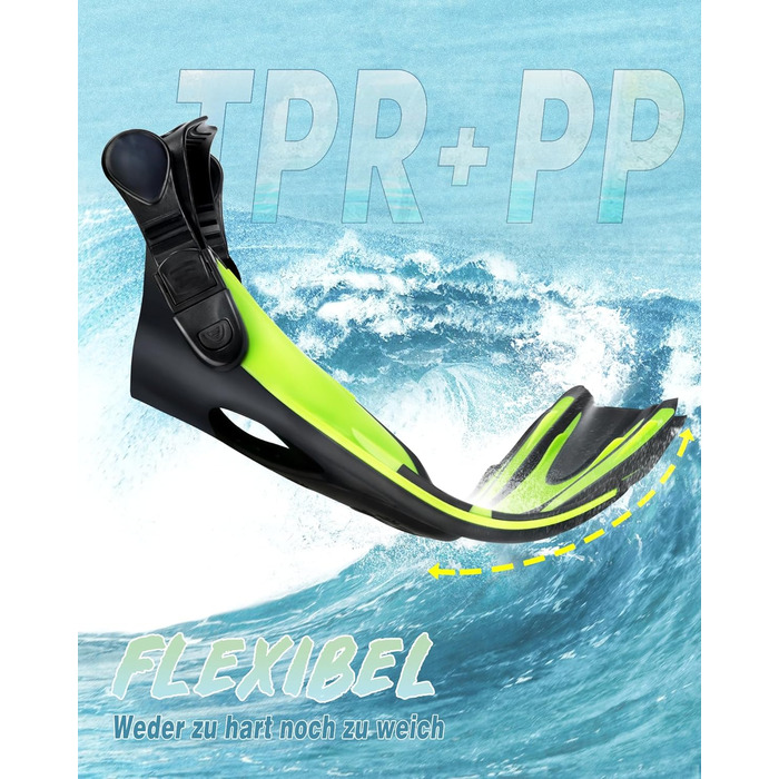 Регульовані ласти для сноркелінгу Hikeen короткі ласти для плавання для дорослих з відкритою п&39ятою, ласти для дайвінгу унісекс, включаючи сітчасту сумку 37-41