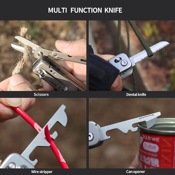 Багатофункціональний складаний ніж 13 в 1 з нержавіючої сталі з ножицями, пилкою, викруткою, консервним ножем для відпочинку на пр