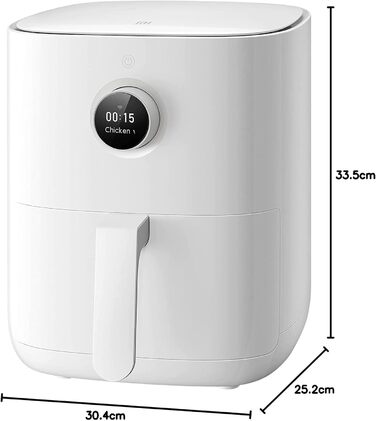 Фритюрниця Xiaomi Mi Smart Air Fryer 3.5 л з OLED-дисплеєм і додатковим додатком iOS/Android Mi Home (1 500 Вт, 3,5 літра, 40-200C, функція таймера, можна мити в посудомийній машині, сумісна з Google Assistant) Фритюрниця Pro 3.5 л