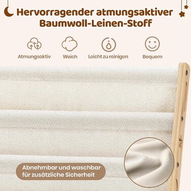 Дитяча книжкова полиця COSYLAND з 6 полицями з тканини Оксфорд - Дитяча книжкова полиця з натурального дерева - Дитяча книжкова полиця з закругленими кутами та компактна, 42Д x 30Ш x 76В см (колір натурального дерева, середній)