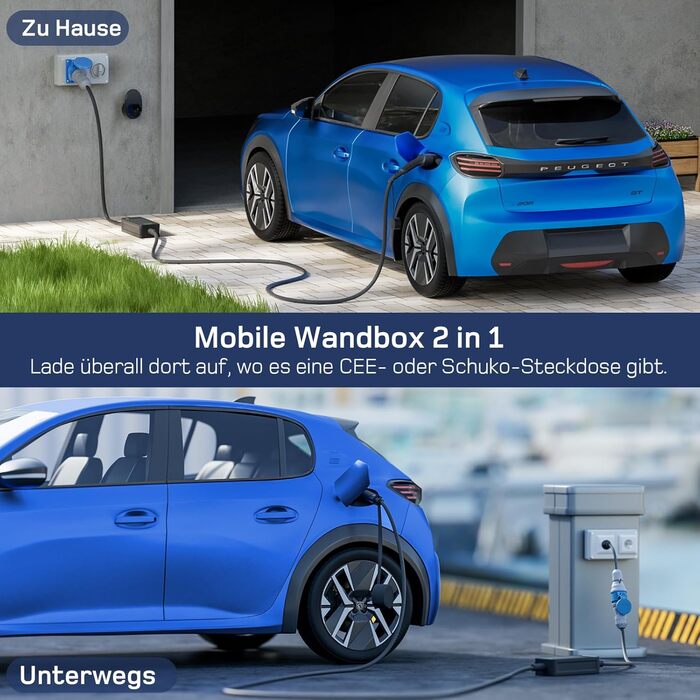 Зарядний кабель тип 2 CEE штекер 7.4кВт 1-фазний7м6-32А з регульованою потужністю зарядки, зарядний пристрій для електромобілів та