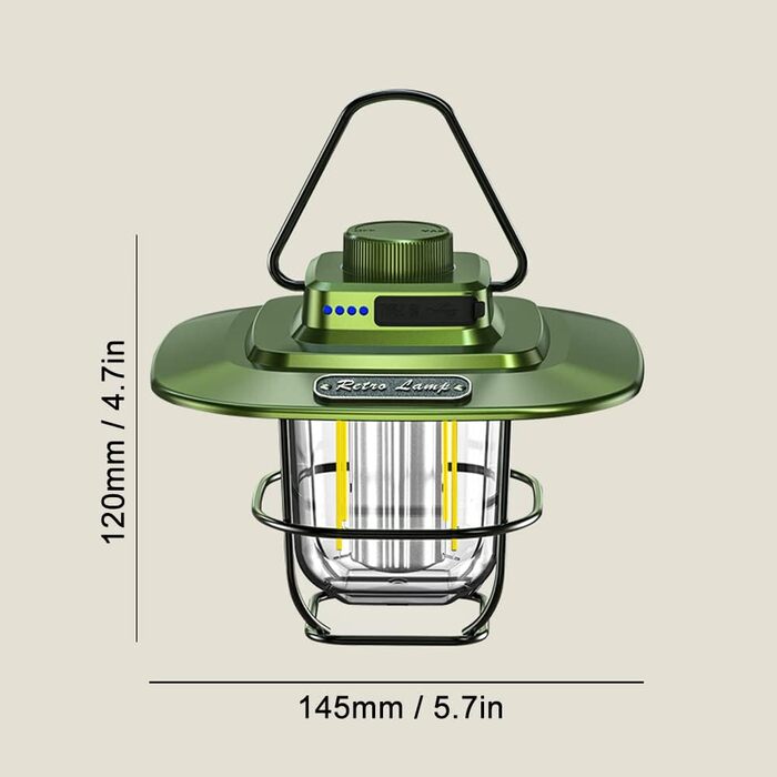 Вінтажний світлодіодний ліхтар для кемпінгу Lixada, водонепроникний, типу C, акумуляторний, для використання на вулиці, для походів, відключення електроенергії, аварійних виходів, для заднього двору, патіо, чорний