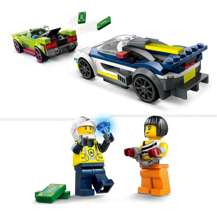 Конструктор LEGO City Chase with Police Car and Muscle Car 60415, 213 деталей, поліцейська тематика
