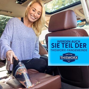 Автомобільний пилосос ThisWorx зі світлодіодним підсвічуванням - Ручний пилосос для прибирання автомобіля - 106 Вт 12 В - Адаптер
