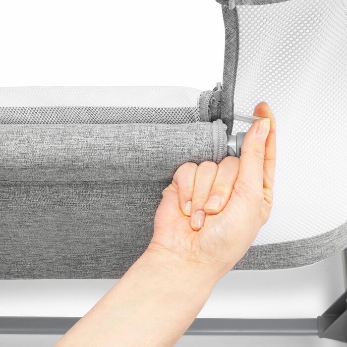 Дитяче ліжечко та дорожнє ліжечко Moby System з матрацом - Luna 3в1 - Дитяче дорожнє ліжечко з регульованою висотою, приліжкове ліжечко до 9 кг, знімна бічна панель, 4 транспортні колеса, сірий