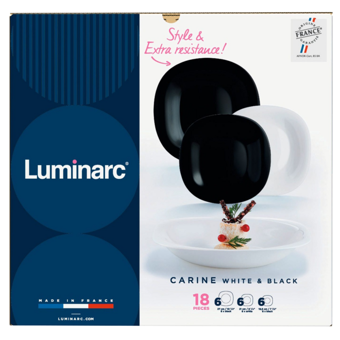 Сервіз столовий Luminarc Carine Black&White, 18 предметів (6773529)