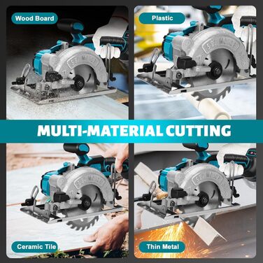 Акумуляторна циркулярна пила на літієвому акумуляторі Makita 18В, безщіткова міні-циркулярка з 2 пильними дисками, міні-циркулярка