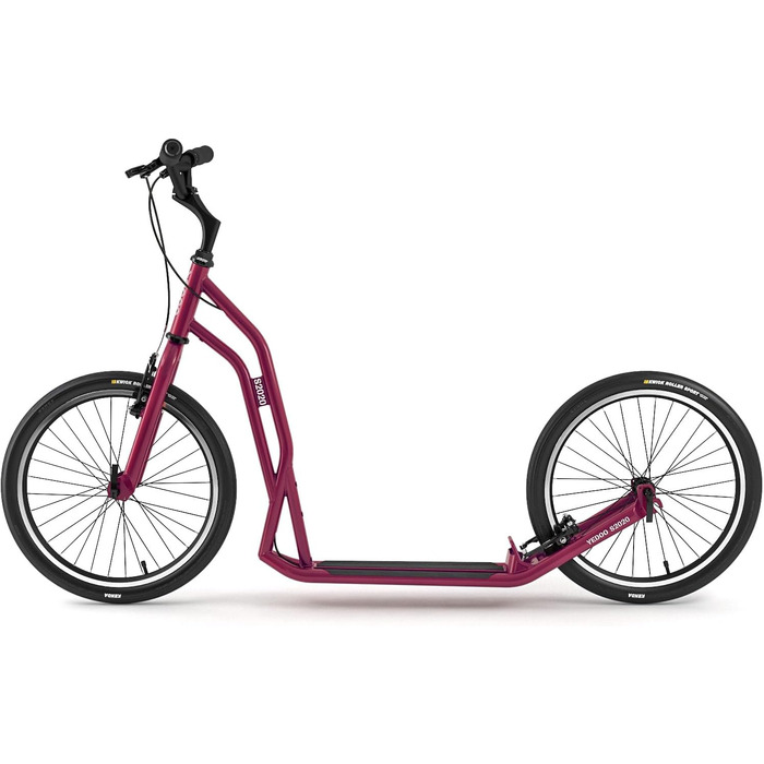 Самокат Yedoo S2020 - до 150 кг, самокат з пневматичними шинами 20/20 - самокат для дорослих, самокат для собак Burgundy