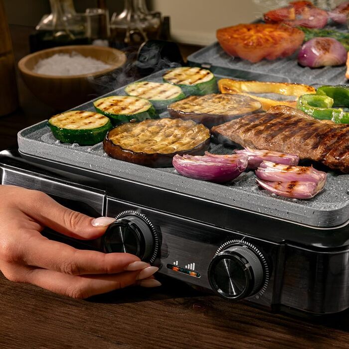 Електричний контактний гриль Cecotec Rock'nGrill 2200 Dual, розкриття 180, 29x23 см, 2200 Вт