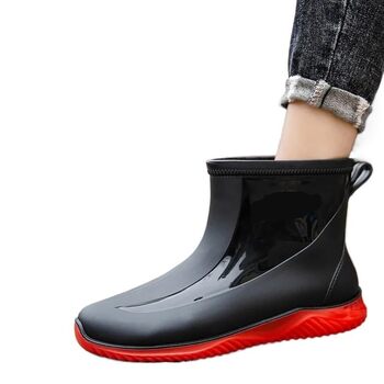 Чоловіче гумове взуття, чоловічі гумові чоботи, зносостійке водне взуття, товста підошва, чоловіче, чорне/червоне, розмір 40 EU