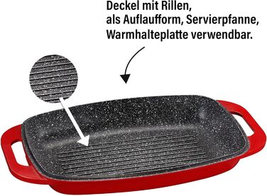 Лита алюмінієва жаровня з кришкою 43x26 см, 7,8 л Індукційна духовка безпечна для всіх типів плит, кришку можна використовувати як