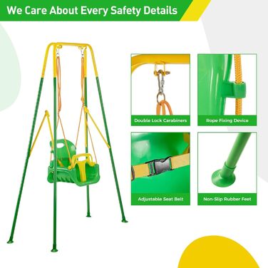 Дитячі гойдалки FUNLIO зі складною металевою підставкою для приміщення та вулиці, дитячі гойдалки з 4 мішками для піску, легко зби