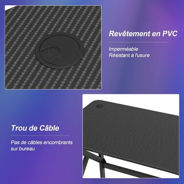 Комп&39ютерний стіл K-frame, ігровий стіл з підставкою для контролера, підсклянник, гачок для навушників, ігровий стіл, ігровий стіл чорного кольору 100x55x90,5 см, офісний комп&39ютерний стіл