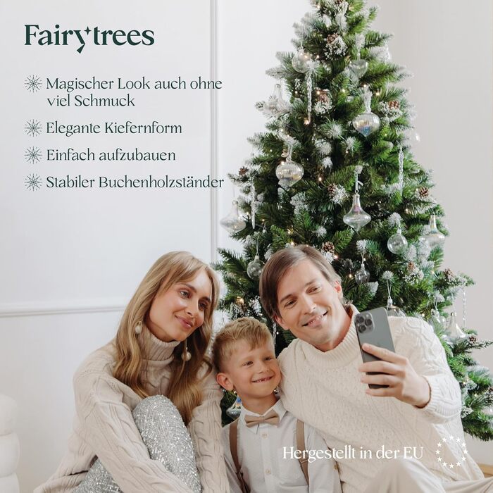 Штучна різдвяна ялинка з дерев'яною підставкою 220 см FairyTrees