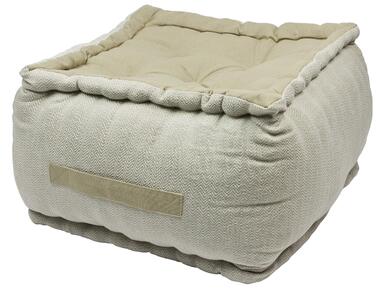 Товста підлогова подушка із зигзагоподібним плетінням - висота 25 см - пуф - оттоманка - табуретка - 40x40x25 см - 100 бавовна (бежевий)