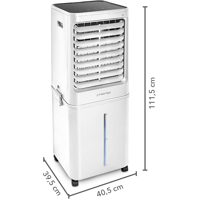 Мобільний повітроохолоджувач TROTEC Aircooler PAE 81, повітроохолоджувач 4 в 1, зволожувач, очищувач повітря та вентилятор, бак 60 л, продуктивність випаровування 2,8 л/год, 4 швидкості вентилятора, таймер, нічний режим