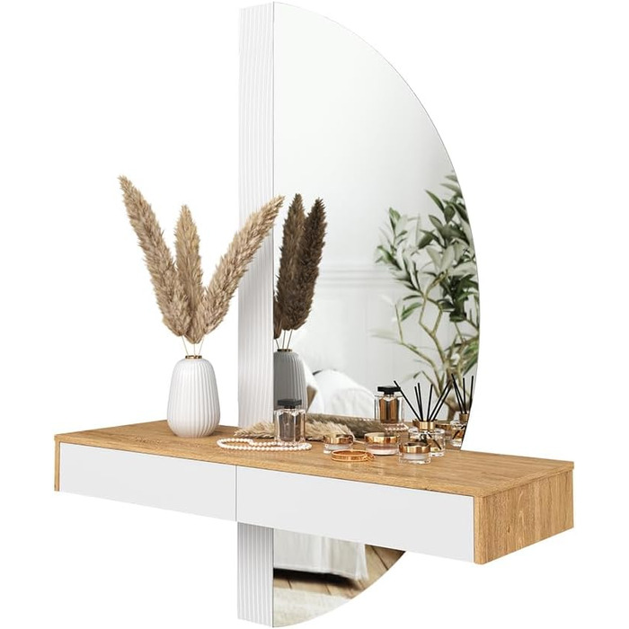 Туалетний столик Vicco Melisa, дуб/білий, 120 см зі світлодіодним підсвічуванням Білий зі світлодіодним дзеркалом