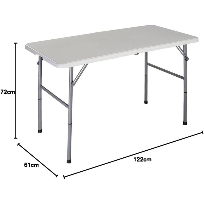 Складаний стіл Home Vida, 1,2 м, міцний, надзвичайно надійний, для кемпінгу, фуршету, весілля, ринку, саду, вечірки, багажника автомобіля, пікніка, для використання в приміщенні та на вулиці, складаний, білий 122 см
