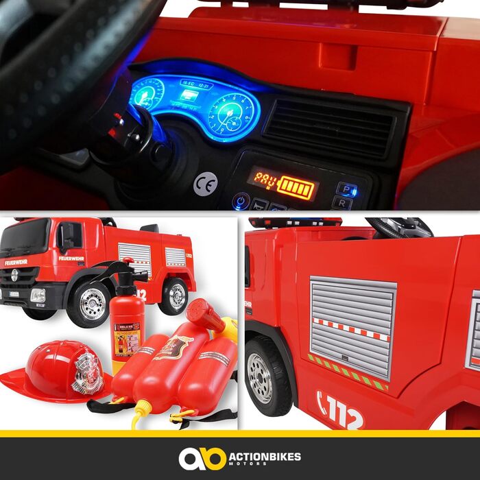 Дитячий електромобіль пожежна машина SX1818 2.4 Ghz пульт дистанційного керування - 2 шт. 12 вольт 35 Вт двигун - сирена - синє св