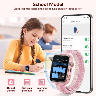Дитячий смарт-годинник з функцією відеодзвінків та телефону, дитячий годинник з GPS, голосовим чатом, WhatsApp, WiFi, SOS, SMS, шкільним режимом, крокоміром, водонепроникний IP68, будильник, дитячий смарт-годинник для дівчаток/хлопчиків, рожевий