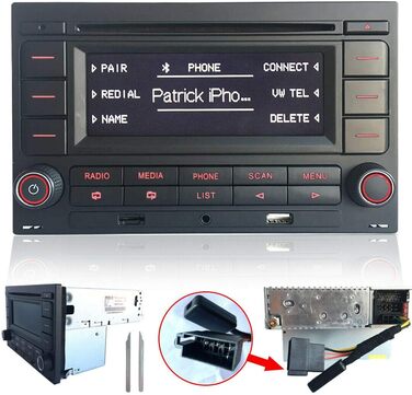 Автомобільна стереозвукова стереосистема RCN210 для VW Golf MK4 Polo Passat B5 USB MP3 AUX SD Вбудований Bluetooth з програвачем компакт-дисків RCN210 avec adaptateur ISO
