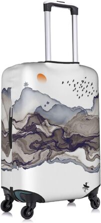 Чохол для валізи Сірі пагорби, птахи - захисний, з малюнком, великий розмір (80 см), білий