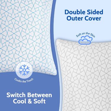 Подушка JINXIA з регульованою висотою 76 x 51 см (комплект з 2 шт.), гіпоалергенна велика подушка для сну з наповнювачем з мікрофібри, дихаюча подушка з подрібненого пінополіуретану з ефектом пам&39яті для всіх сплячих