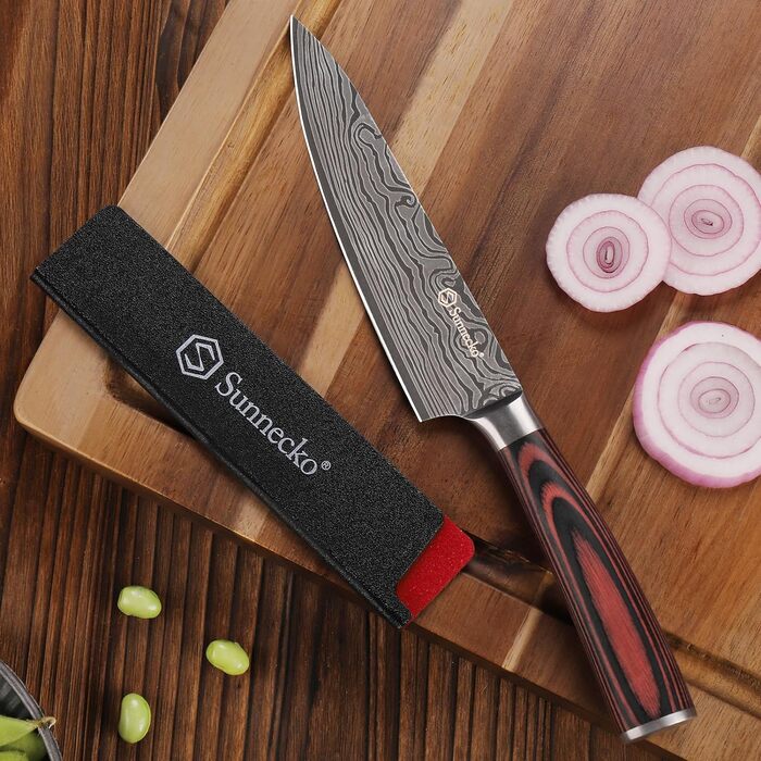 Кухонний ніж Sunnecko 14 см Кухарський ніж Професійний ніж - маленький кухонний ніж Ніж для м'яса з нержавіючої сталі з дерев'яною
