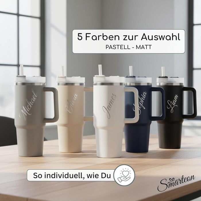 Персоналізована термокружка з ім&39ям Кухоль з нержавіючої сталі з гравіюванням 900 мл Персоналізований термос Персоналізована кавова кружка з трубочкою та кришкою (бежевий)