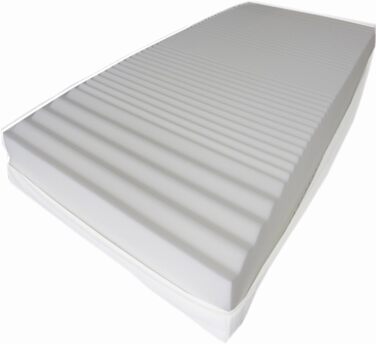 Зонний ортопедичний матрац з холодної піни (100x200) x серцевина приблизно 15,5 см зі стьобаним чохлом подвійного в&39язання, товщиною приблизно 16 см. Жорсткість H2,5 (до приблизно 110 кг). Q означає якість. Зроблено в Німеччині. 100 x 200 см, 9-