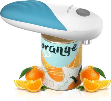 Електричний консервний нож HAUSHOF, відкривачка для банок одним дотиком, автоматичне обертання на 360 і автоматична зупинка, кухонні гаджети для шеф-кухарів, літніх, дітей та травмованих, з 4 батарейками типу АА, синій