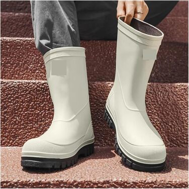 Чоловічі гумові чоботи, водонепроникні гумові чоботи, середній підйом, товста підошва, нековзні, ідеально підходять для кухні, активного відпочинку та риболовлі, чорні, розмір ЄС 40