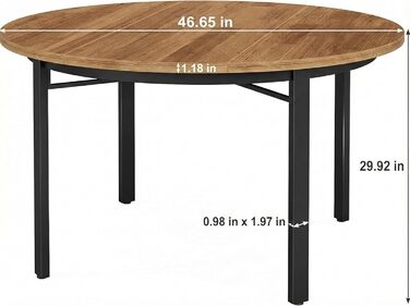 Круглий обідній стіл Lailang 120 см, дерев&39яний обідній стіл, для 4-6 осіб з металевими ніжками, стільниця з МДФ, дерев&39яного композиту, 118,5 x 118,5 x 76 см, коричневий, для їдальні та кухні